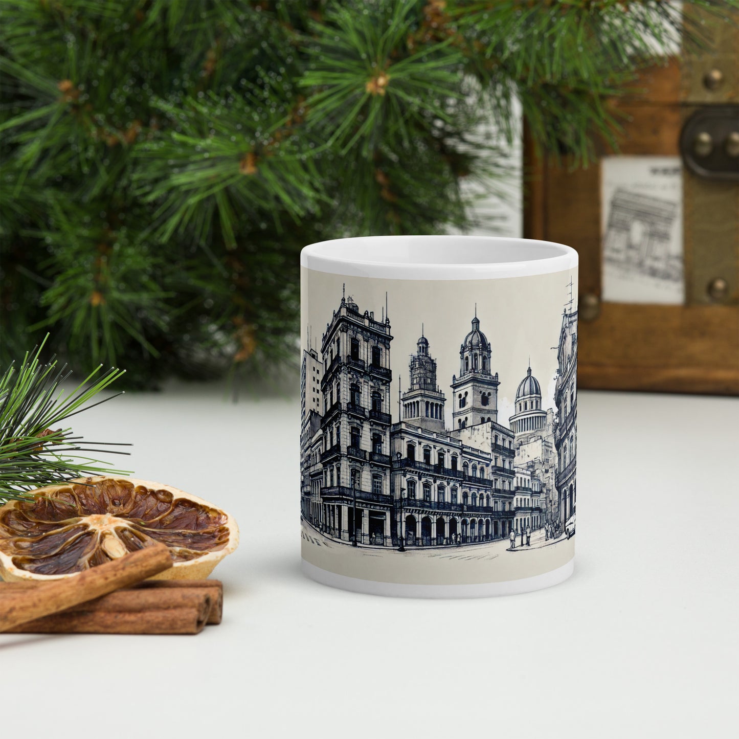 Havana Drawings White Glossy Mug